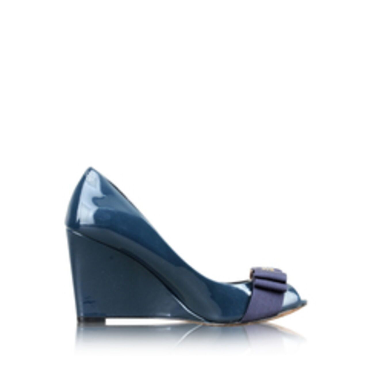 Tory Burch Peep Toe Blue Wedges