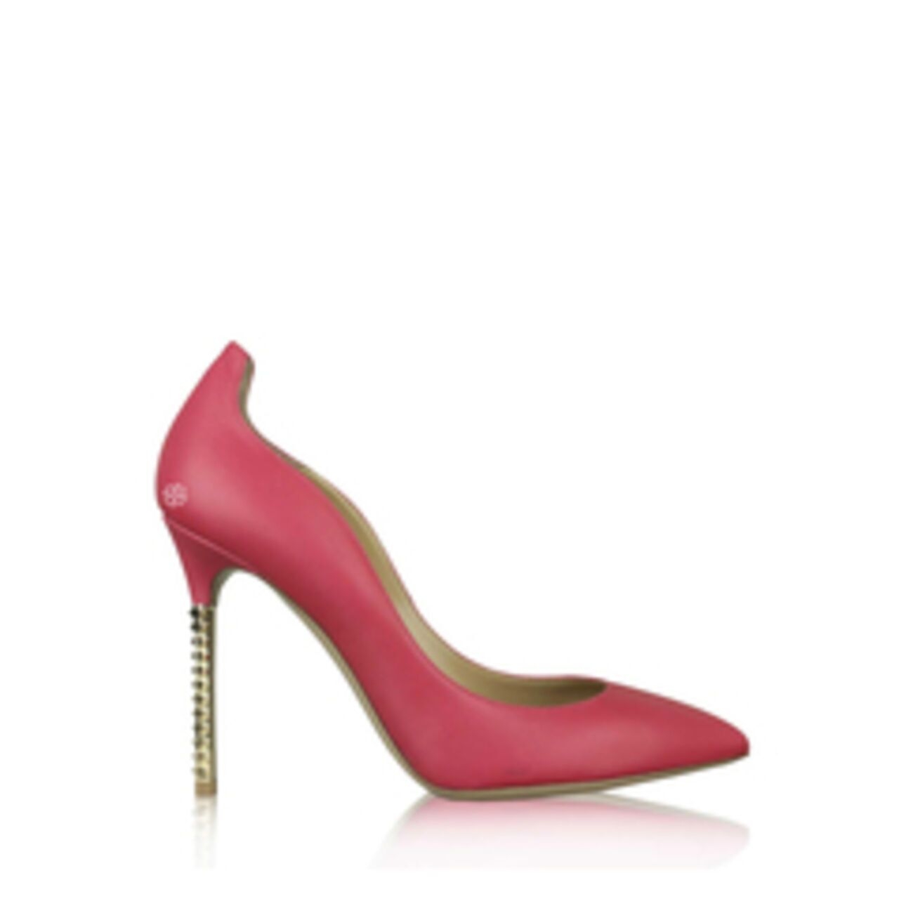 Valentino Garavani Fuschia Leather Gold Rockstud" Heel Pointed Toe Pumps Heels