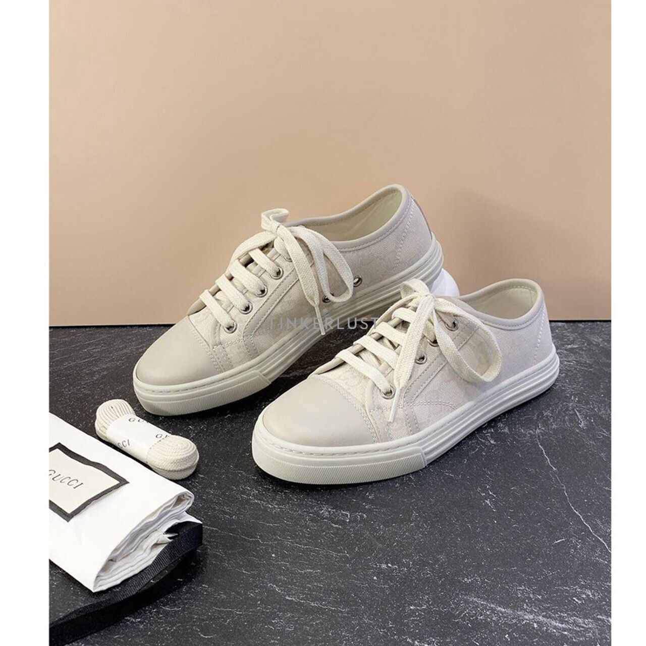 Gucci White GG Canvas Sneakers