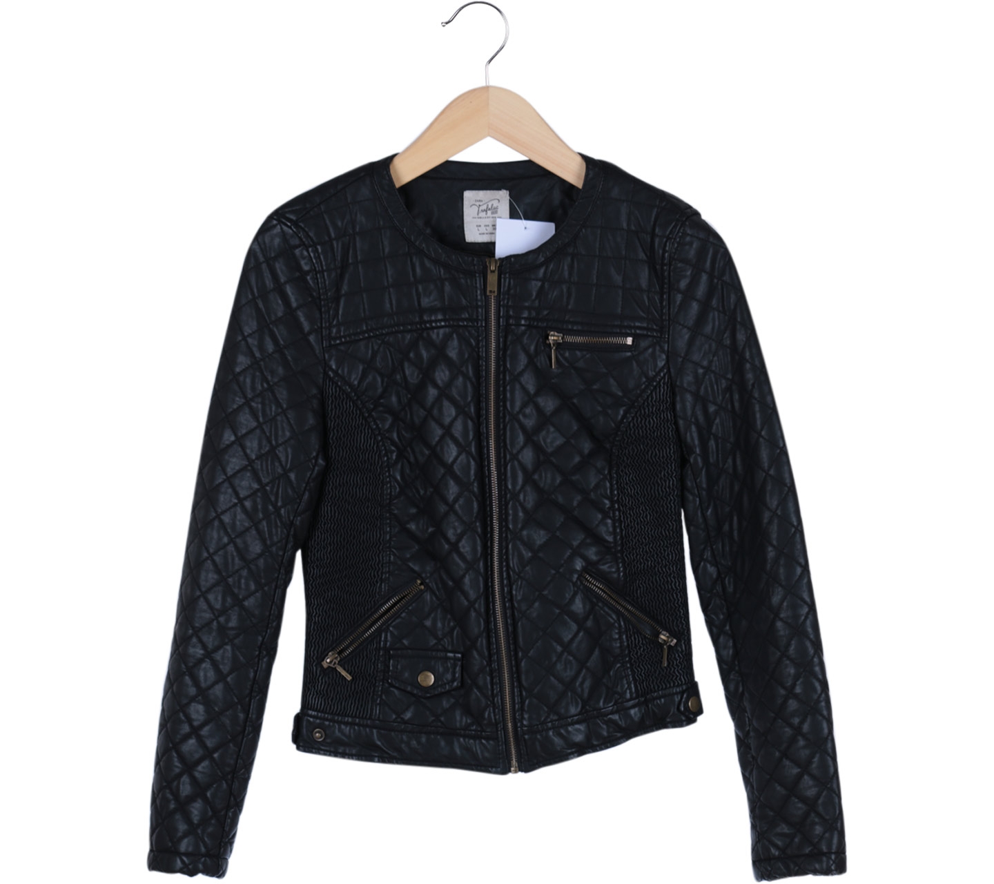 Zara Black Quilted Leather Jacket
