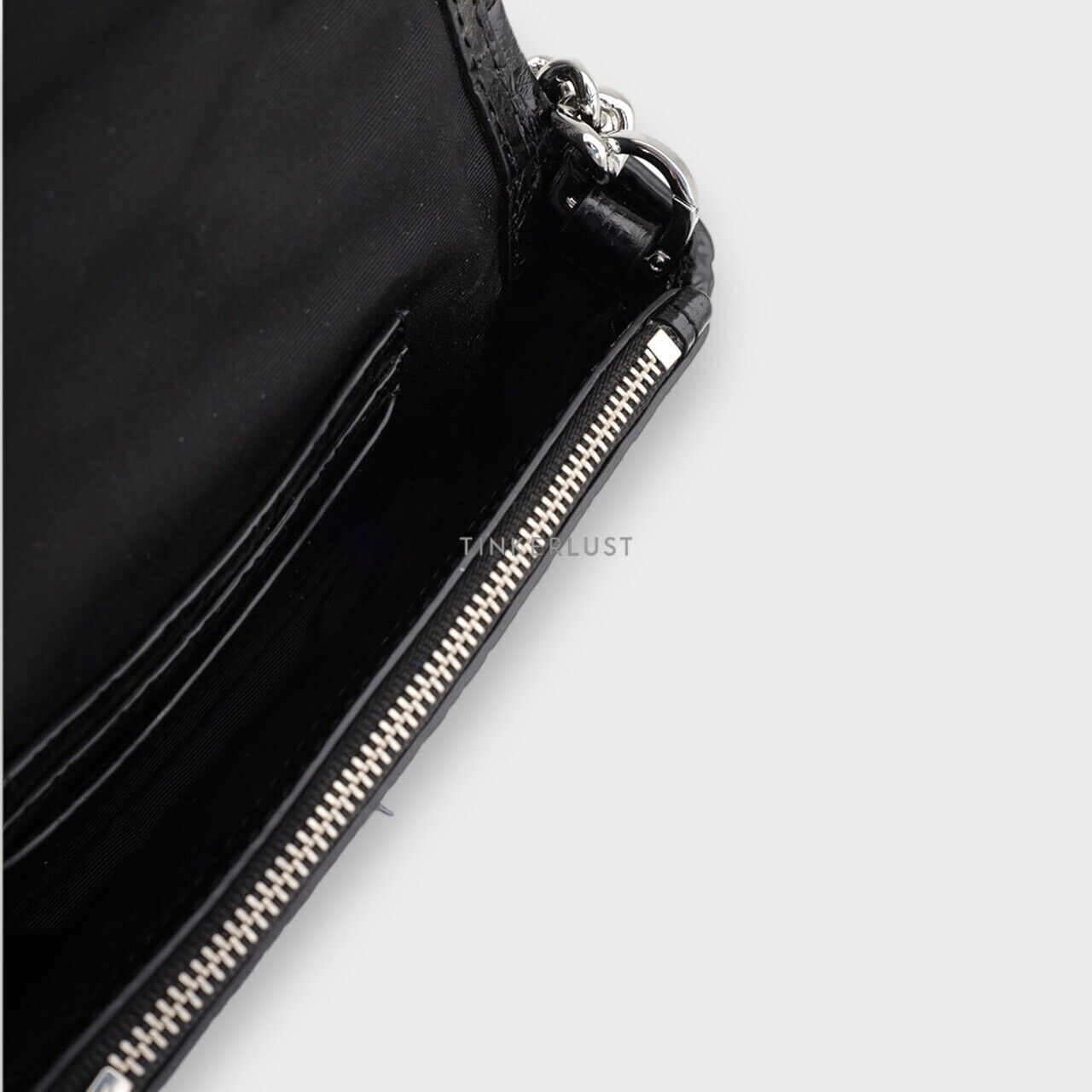 Marc Jacob  The J Marc Mini Shoulder Bag in Black Croc-Embossed Leather Satchel Bag