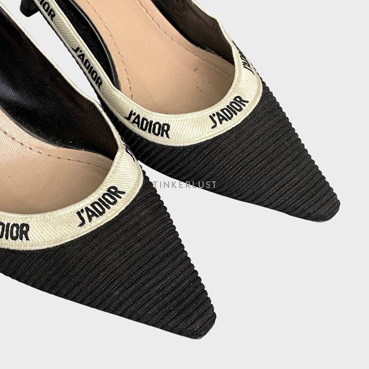 Christian Dior J'Adior Technical Canvas Ribbon Embroidered Black Pumps