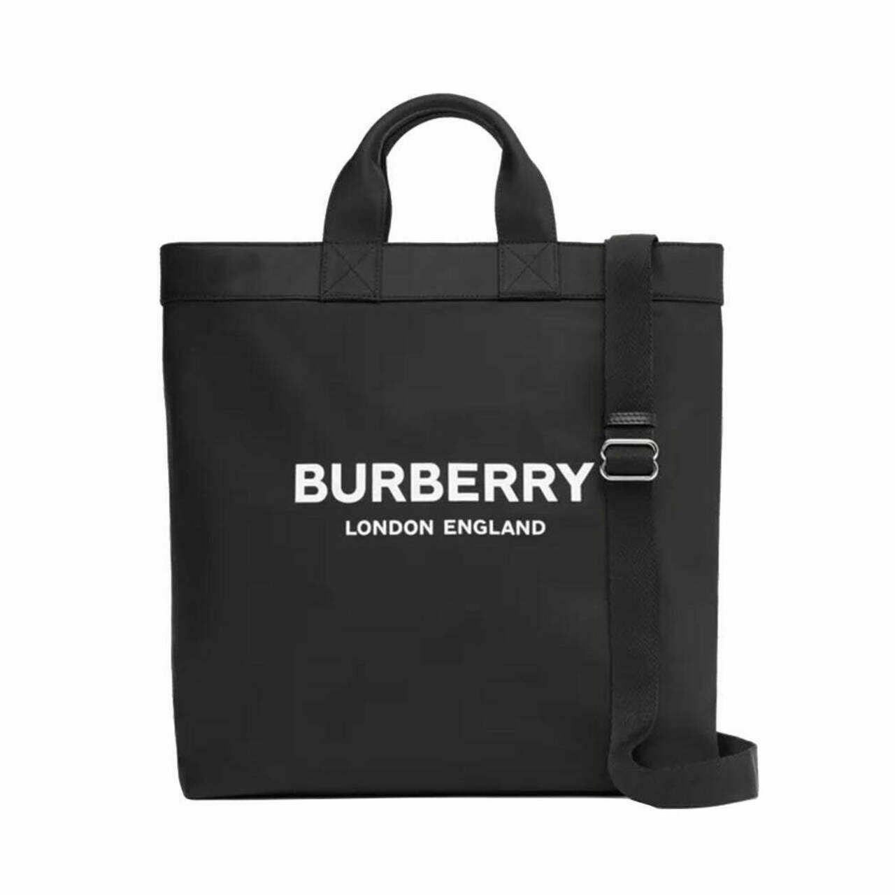 Burberry Logo Print ECONYL Tote Bag Black