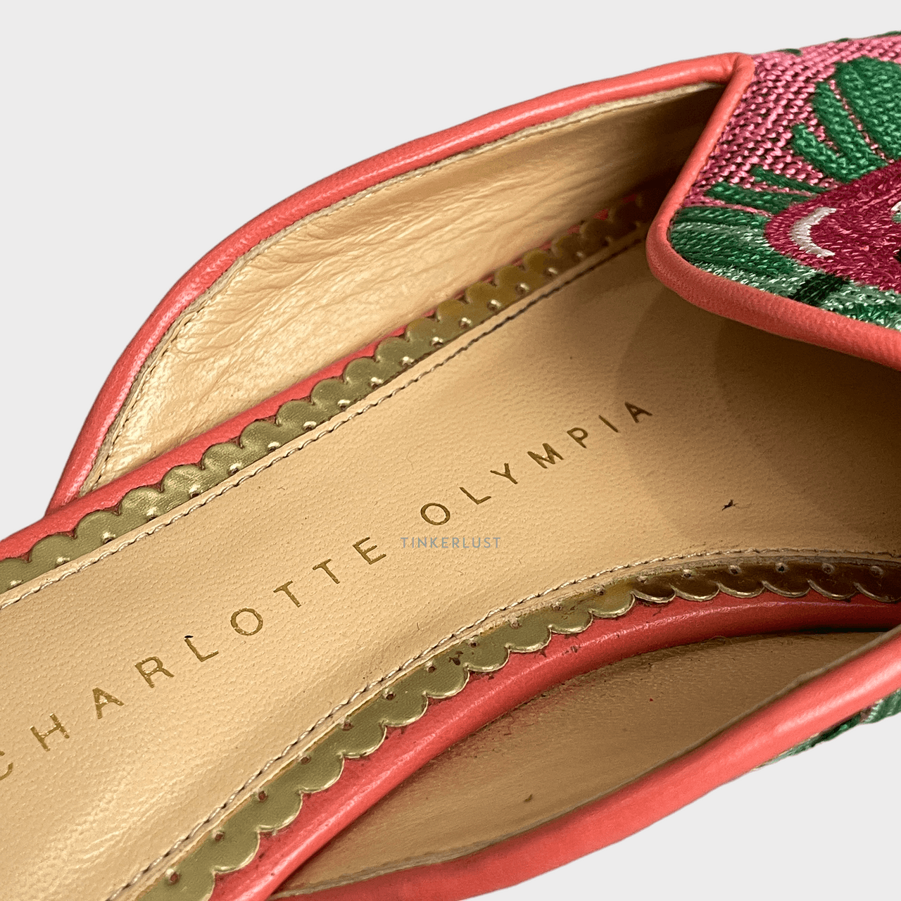 Charlotte Olympia Flamingo Embroidered Multicolor Mules