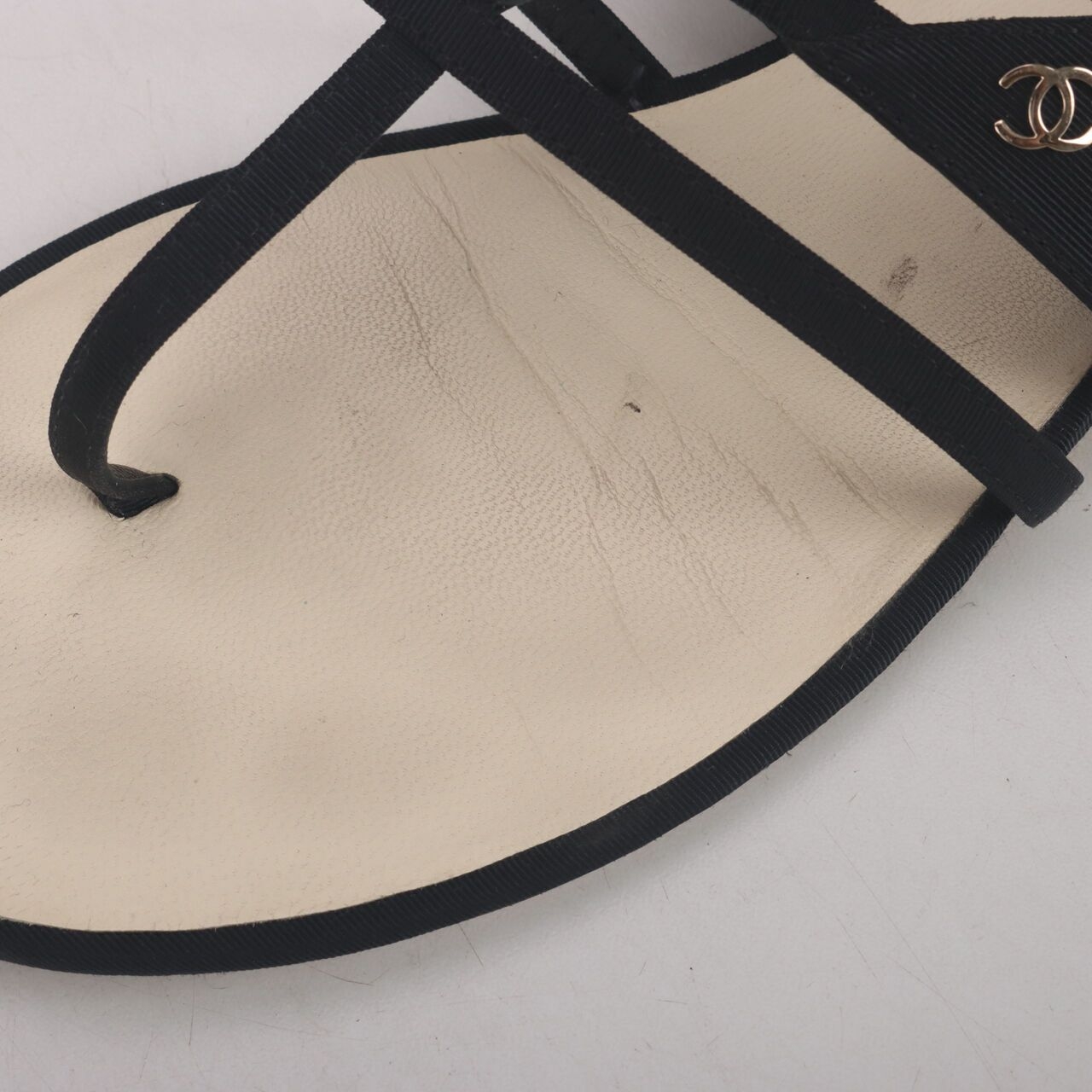 Chanel Grosgrain Black With Pearl Sandals