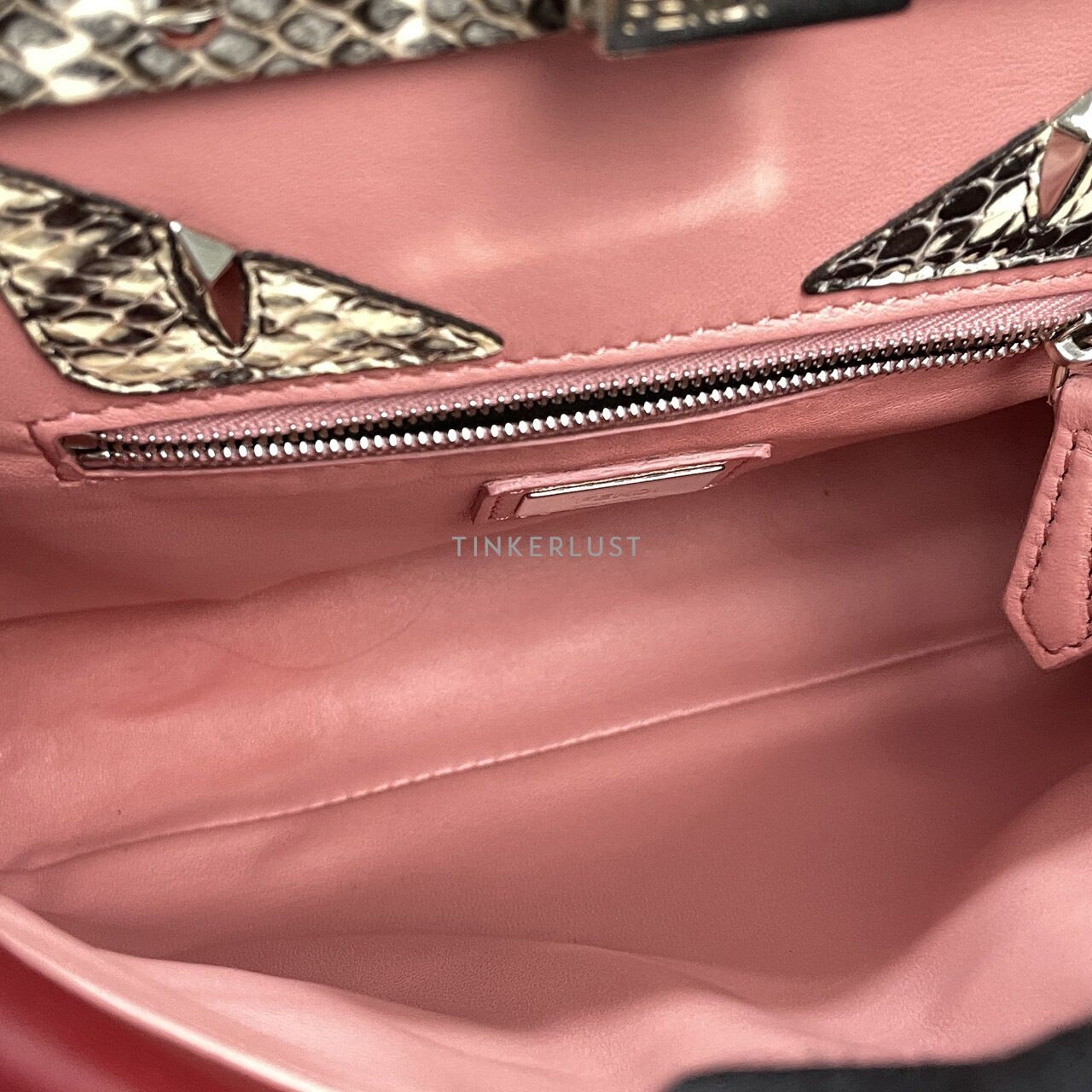 Fendi Peekaboo Mini Red & Pink Python Monster Satchel Bag