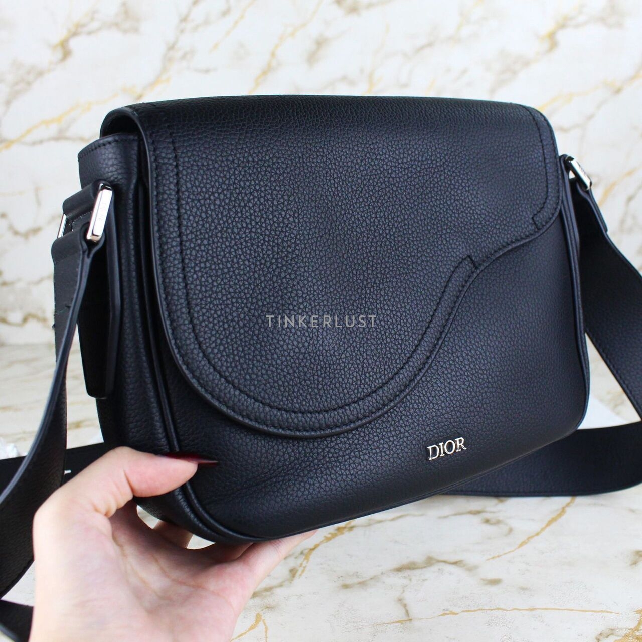 Christian Dior Saddle Leather Mini Messenger Sling Bag