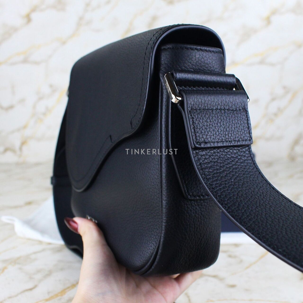 Christian Dior Saddle Leather Mini Messenger Sling Bag