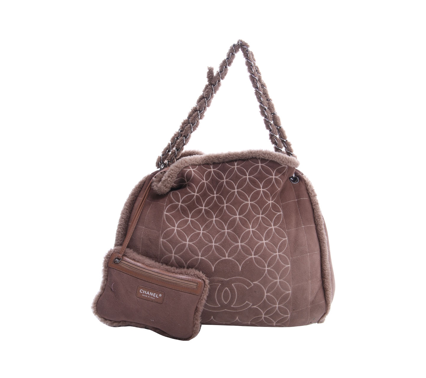Chanel Brown Fur Shoulder Bag 