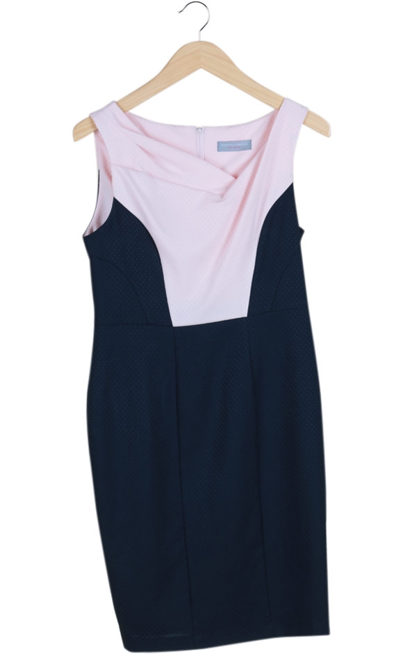 Pink and Blue Colorblock Midi Dress