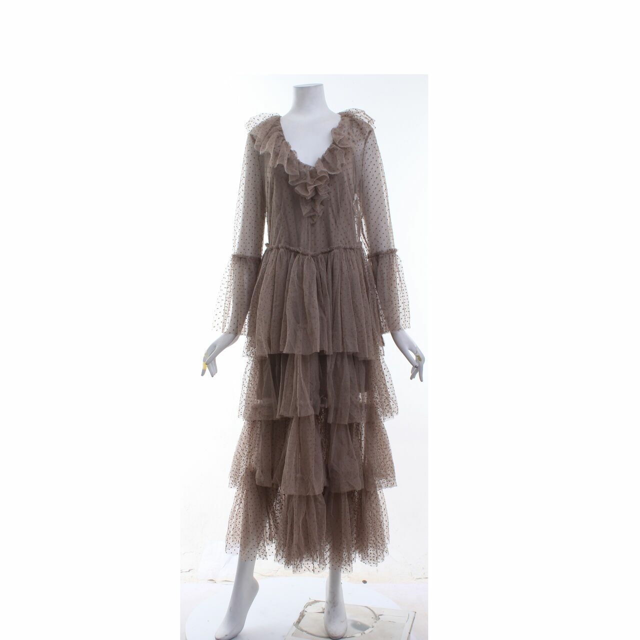 H&M x Sandra Mansour Taupe Tulle with Inner Long Dress