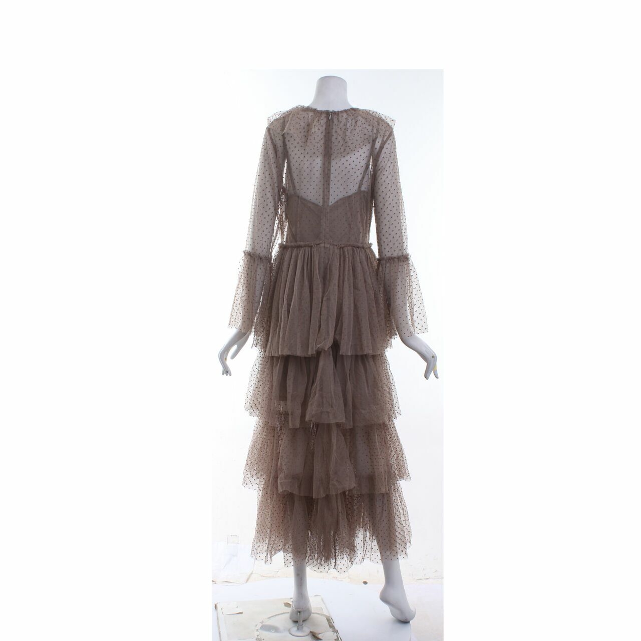 H&M x Sandra Mansour Taupe Tulle with Inner Long Dress