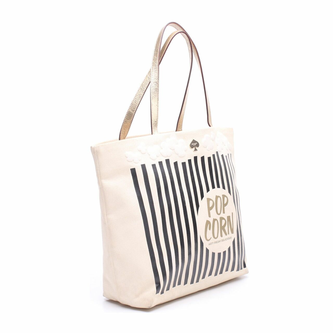 Kate Spade Popcorn Daytripper Bon Shopper Beige Canvas Tote Bag