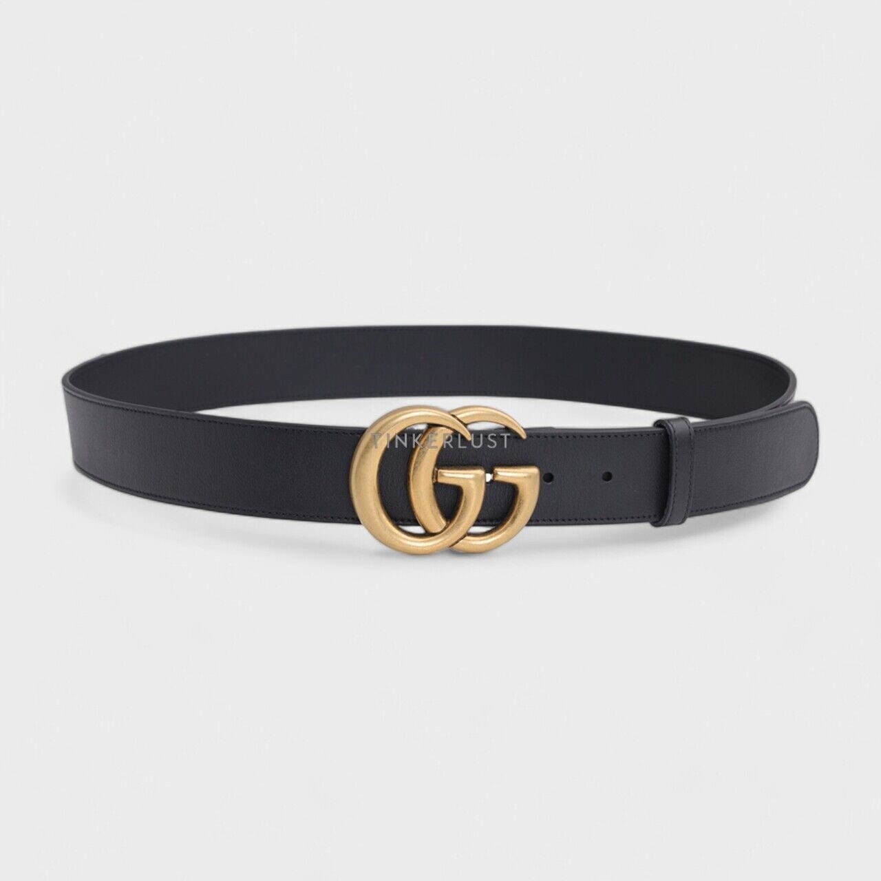 Gucci Men Double G Belt 4cm in Black Leather GHW