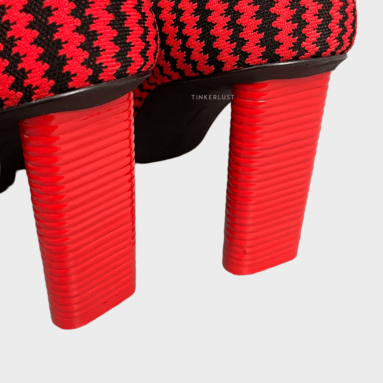 Celine Black & Red Stretch Fabric V Neck Pumps
