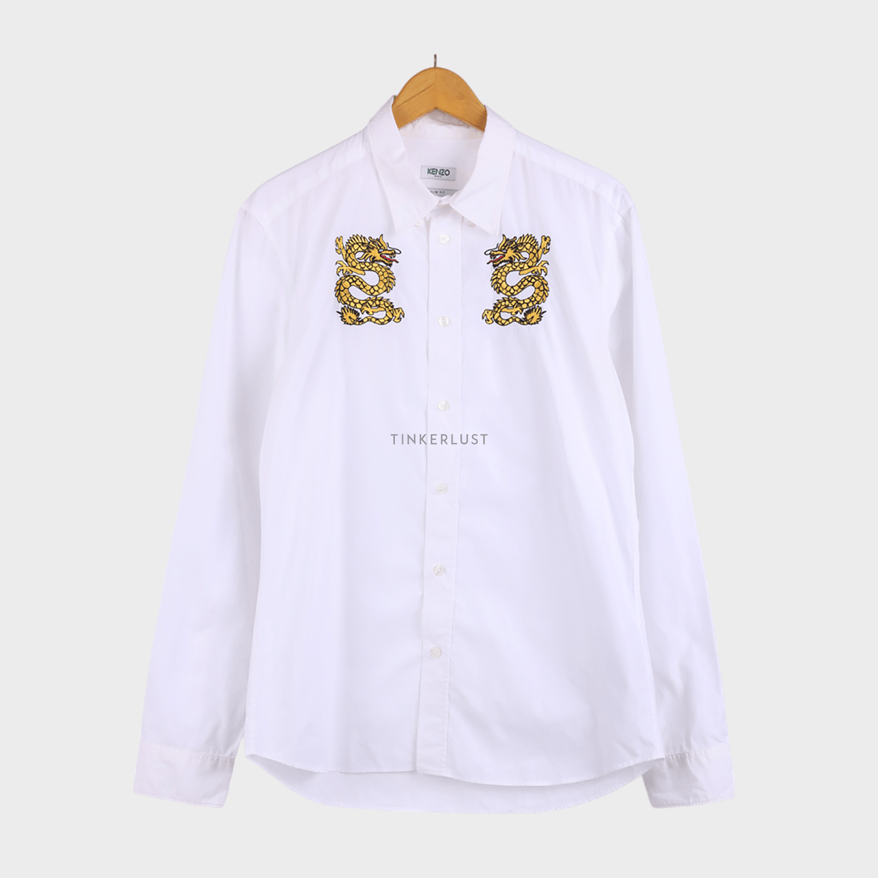 Kenzo Dragon Embroidered White Shirt