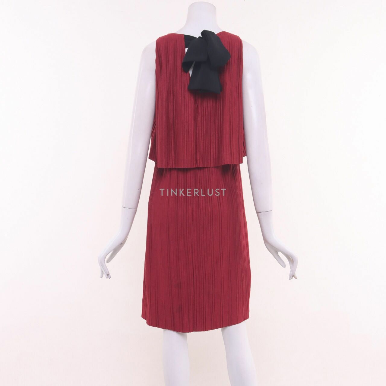 Mille Dark Red Mini Dress Pleated