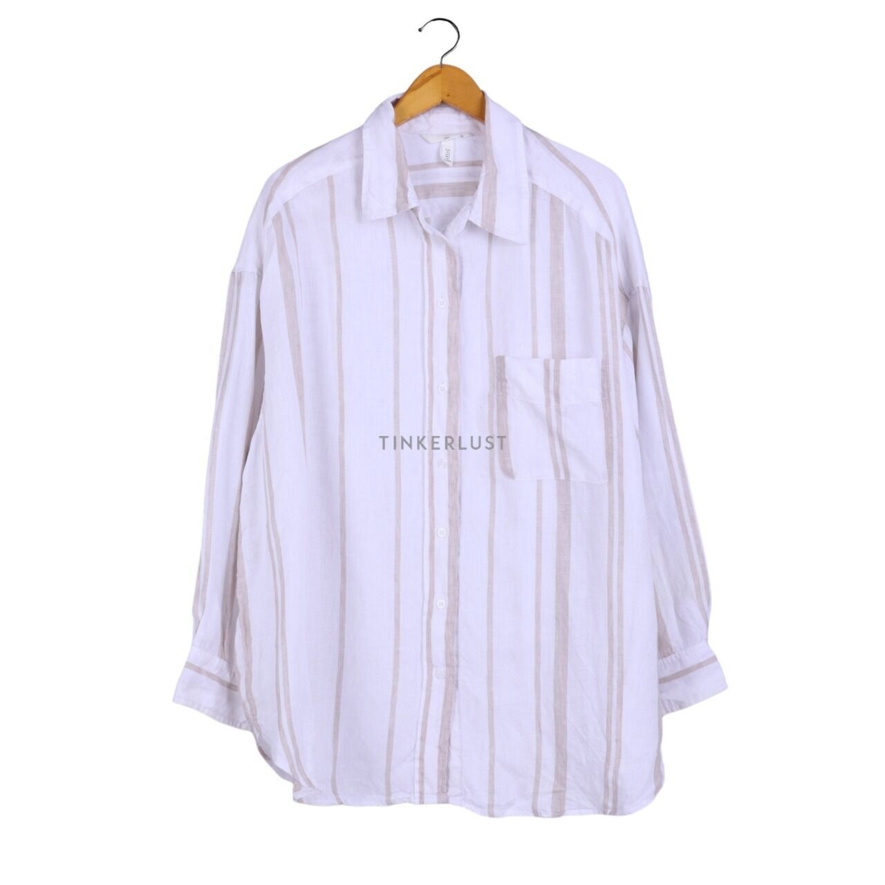 H&M Beige & White Stripes Shirt