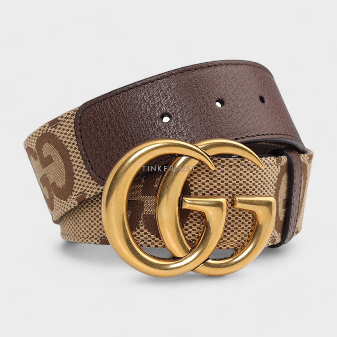 Gucci Jumbo GG Double G Buckle Camel & Ebony GHW Belt