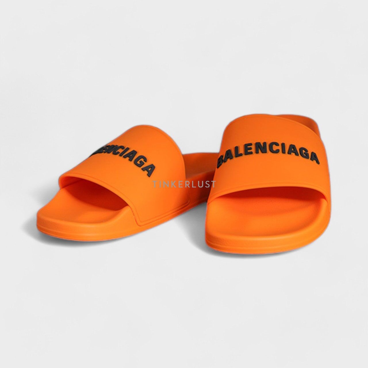 Balenciaga Men Logo Slides in Orange/Black Sandals