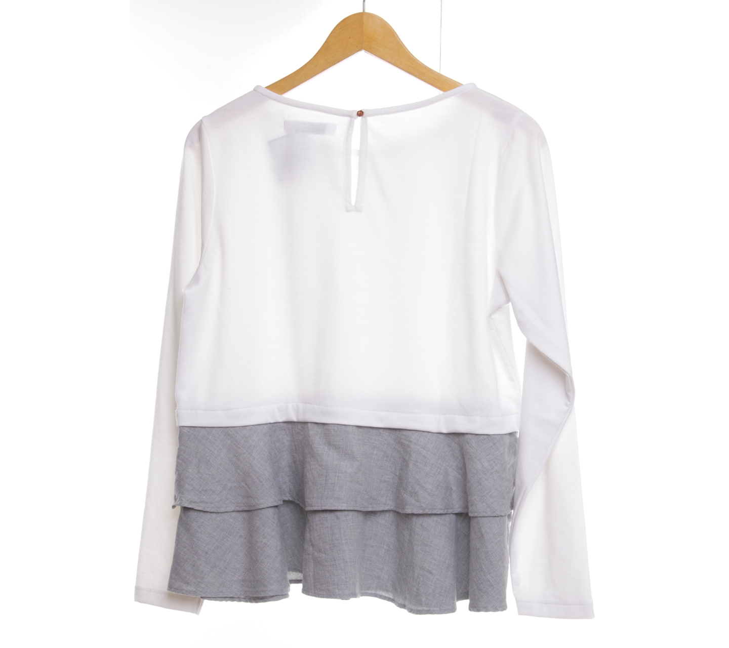 Cotton Ink White And Grey Blouse