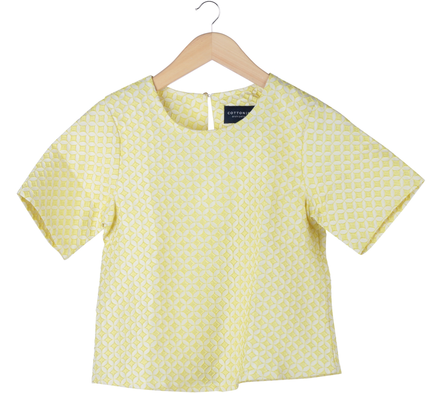 Cotton Ink Yellow And Cream Textured Blouse