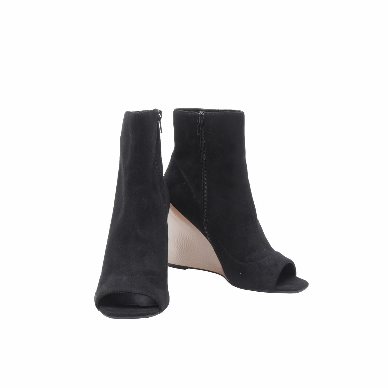 Charles & Keith Gold & Black Ankle Boots