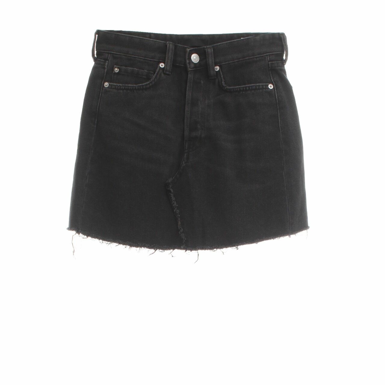 H&M Black Washed Unfinisihed Mini Skirt