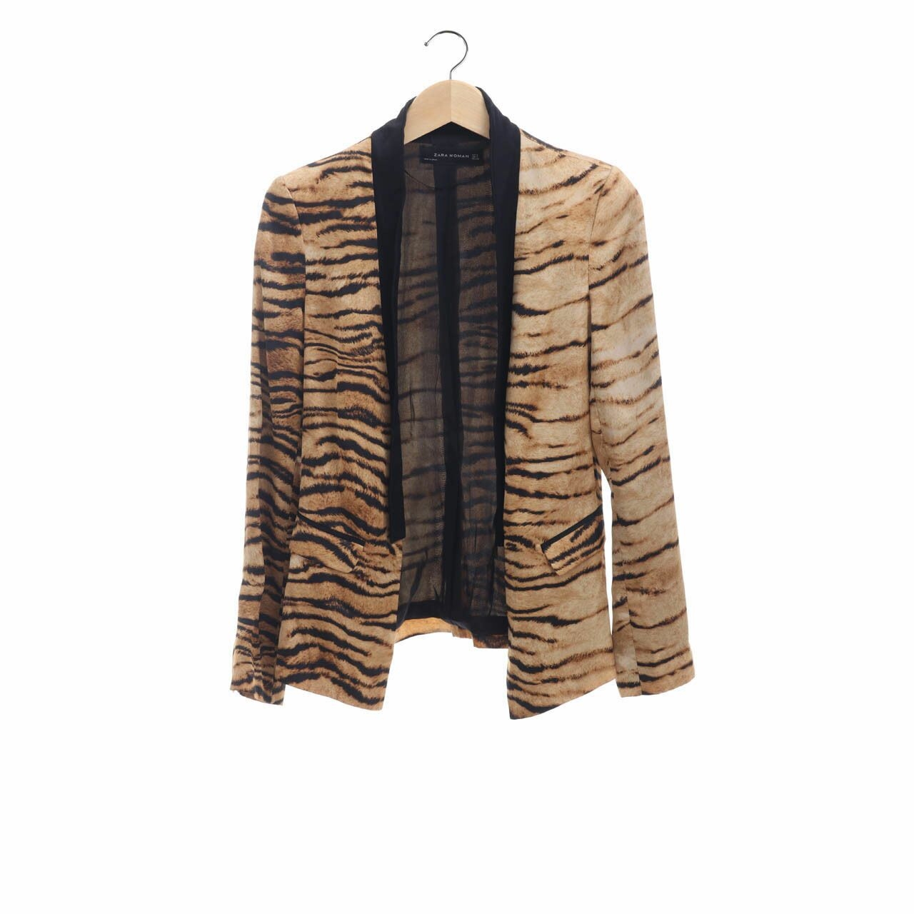 Zara Brown Printed Tiger Blazer