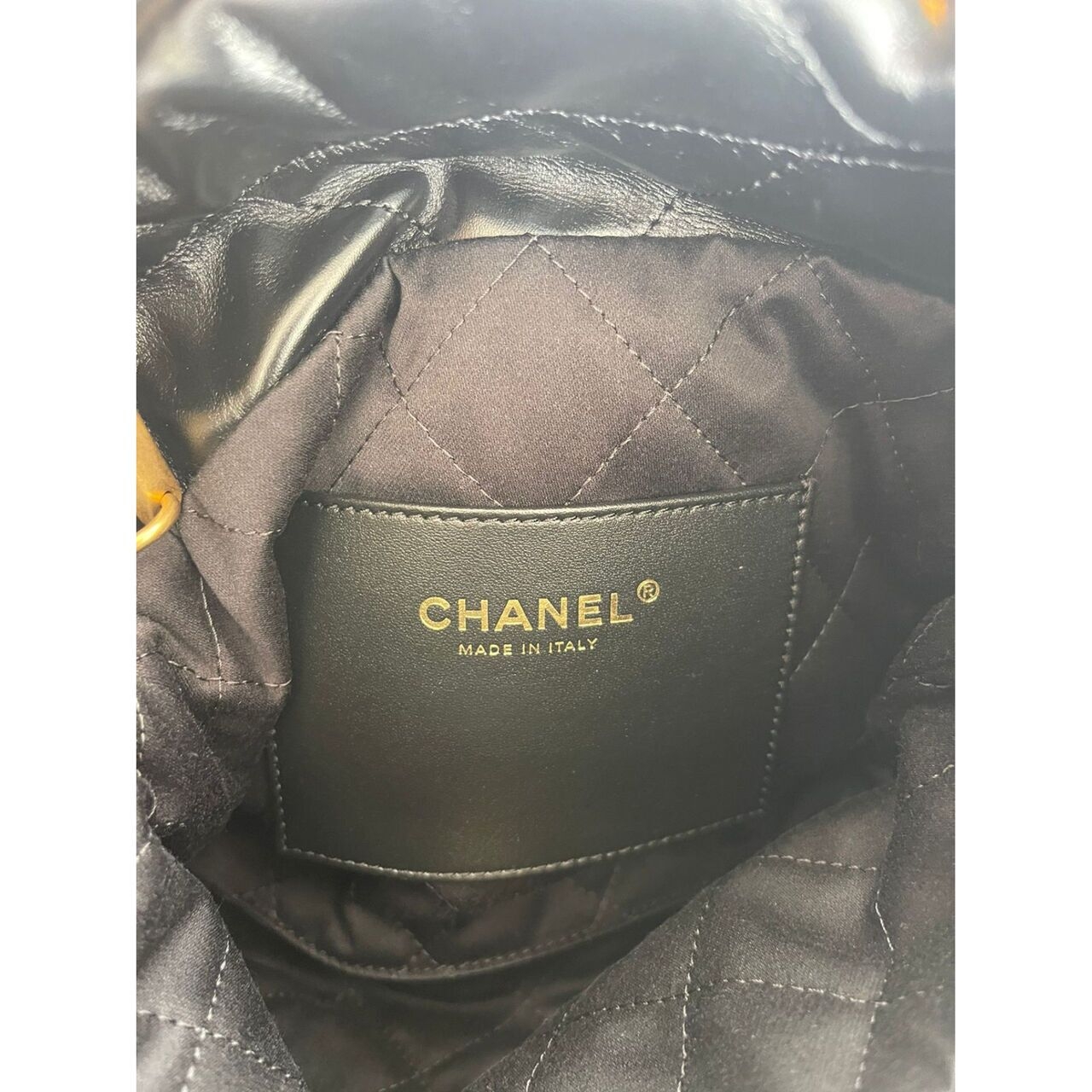 Chanel Quilted C22 Mini Black Leather Chip GHW Sling Bag