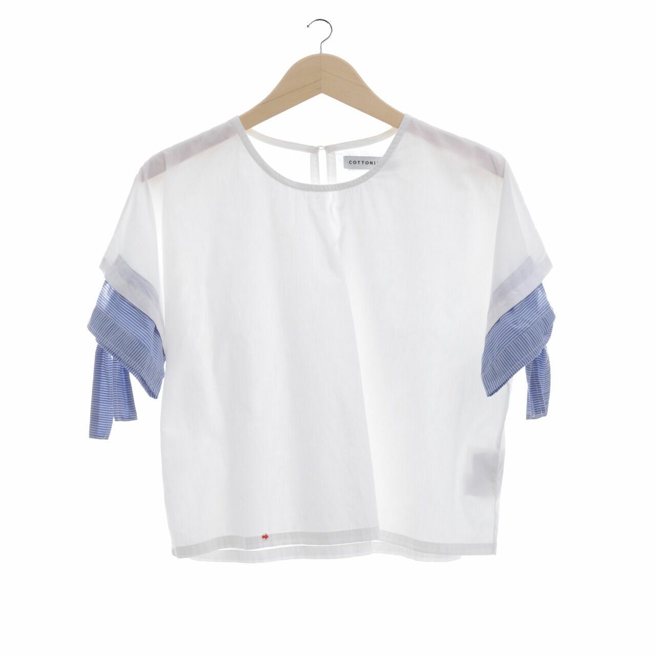 Cotton Ink Off White & Blue Blouse