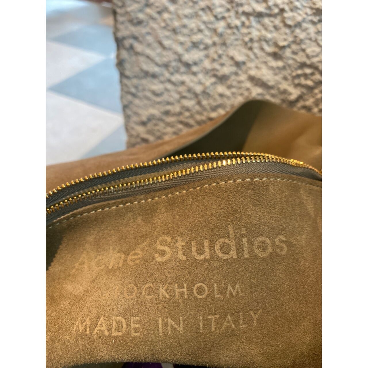 Acne Studios Musubi Taupe Suede Shoulder Bag