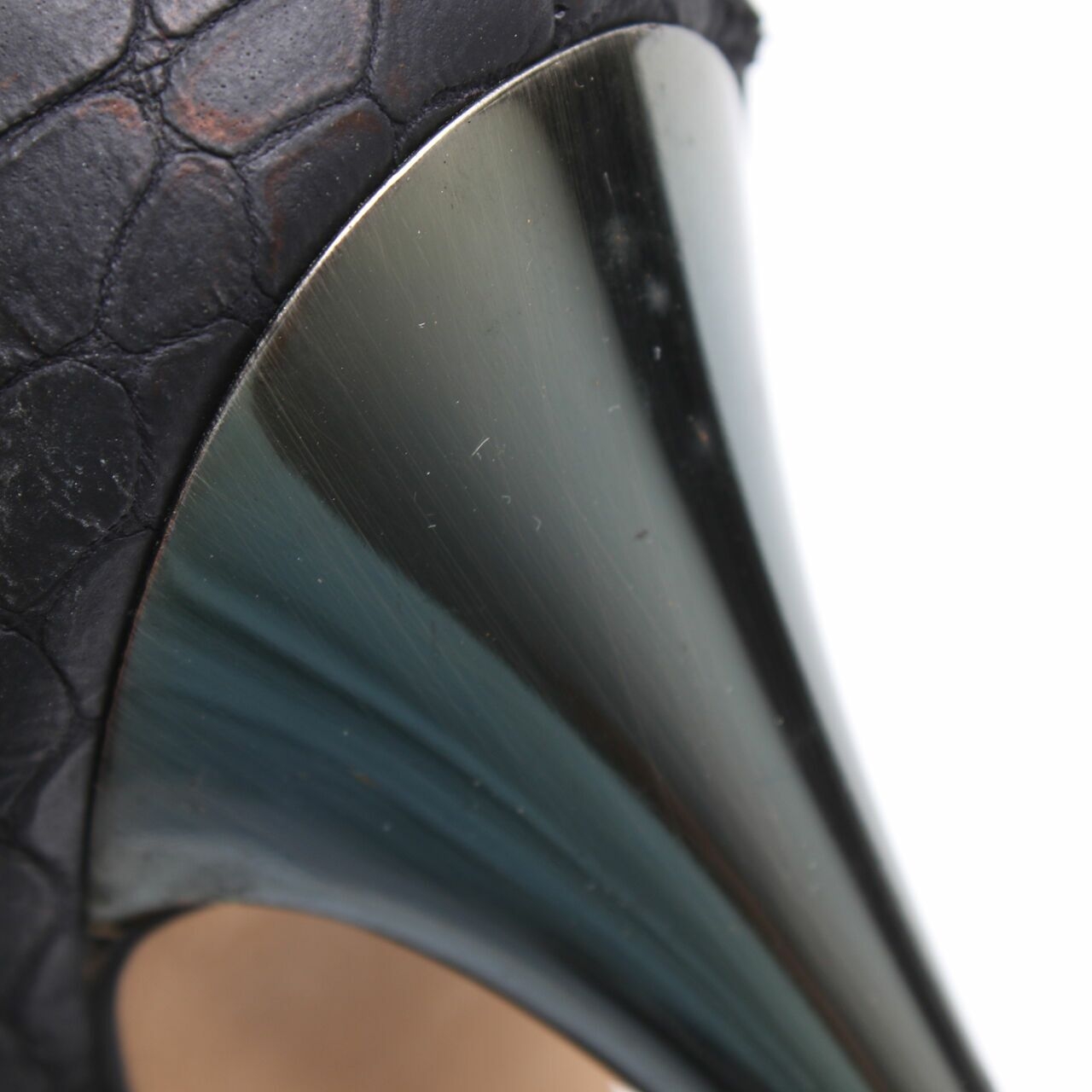 Giuseppe Zanotti Black Peep-toe Embossed Leather Heels 