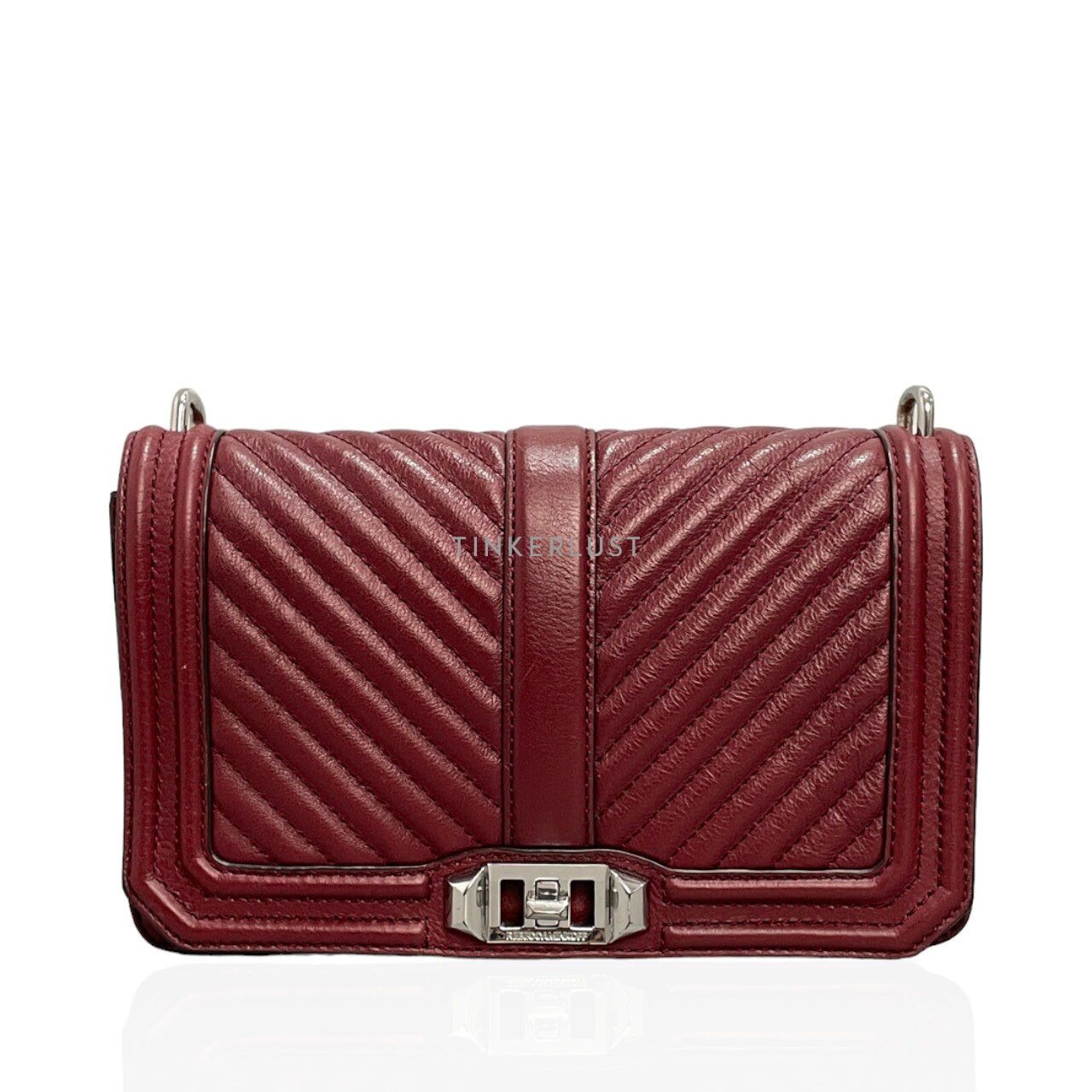 Rebecca Minkoff Burgundy Quilted Chevron Leather Sling Bag