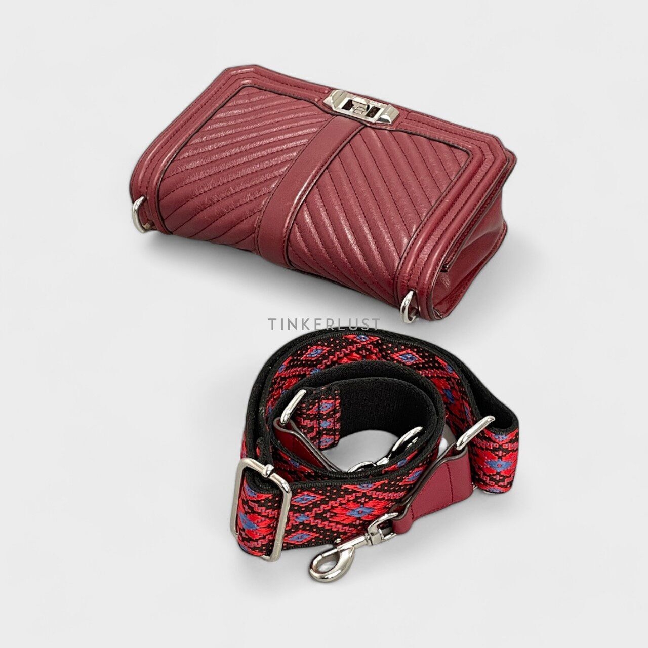 Rebecca Minkoff Burgundy Quilted Chevron Leather Sling Bag