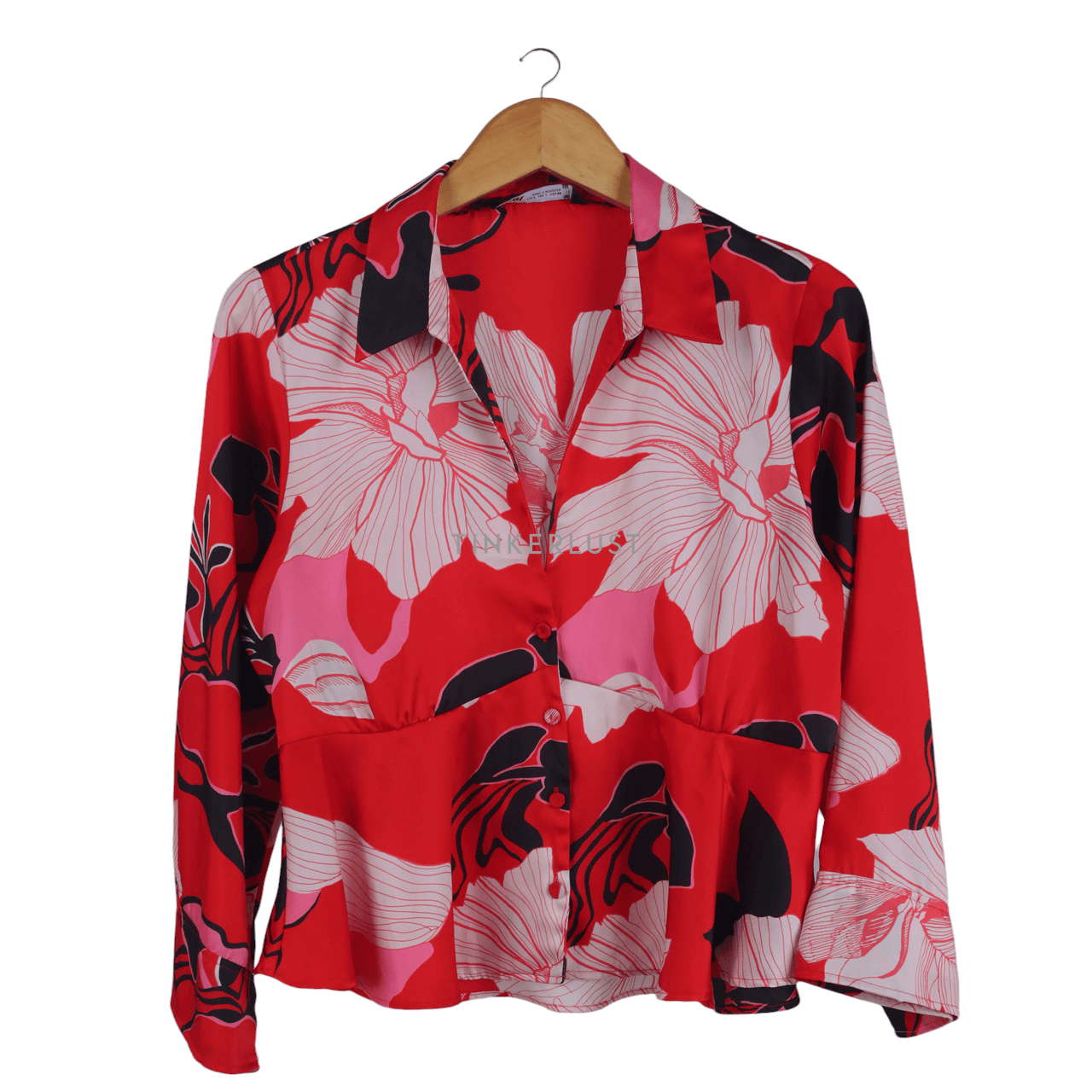 Zara Red Floral Blouse