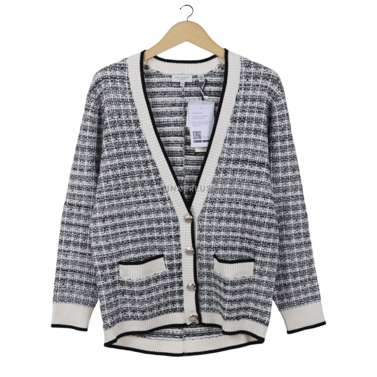 Ted Baker Carmein Check Easy Fit Natural Cardigan