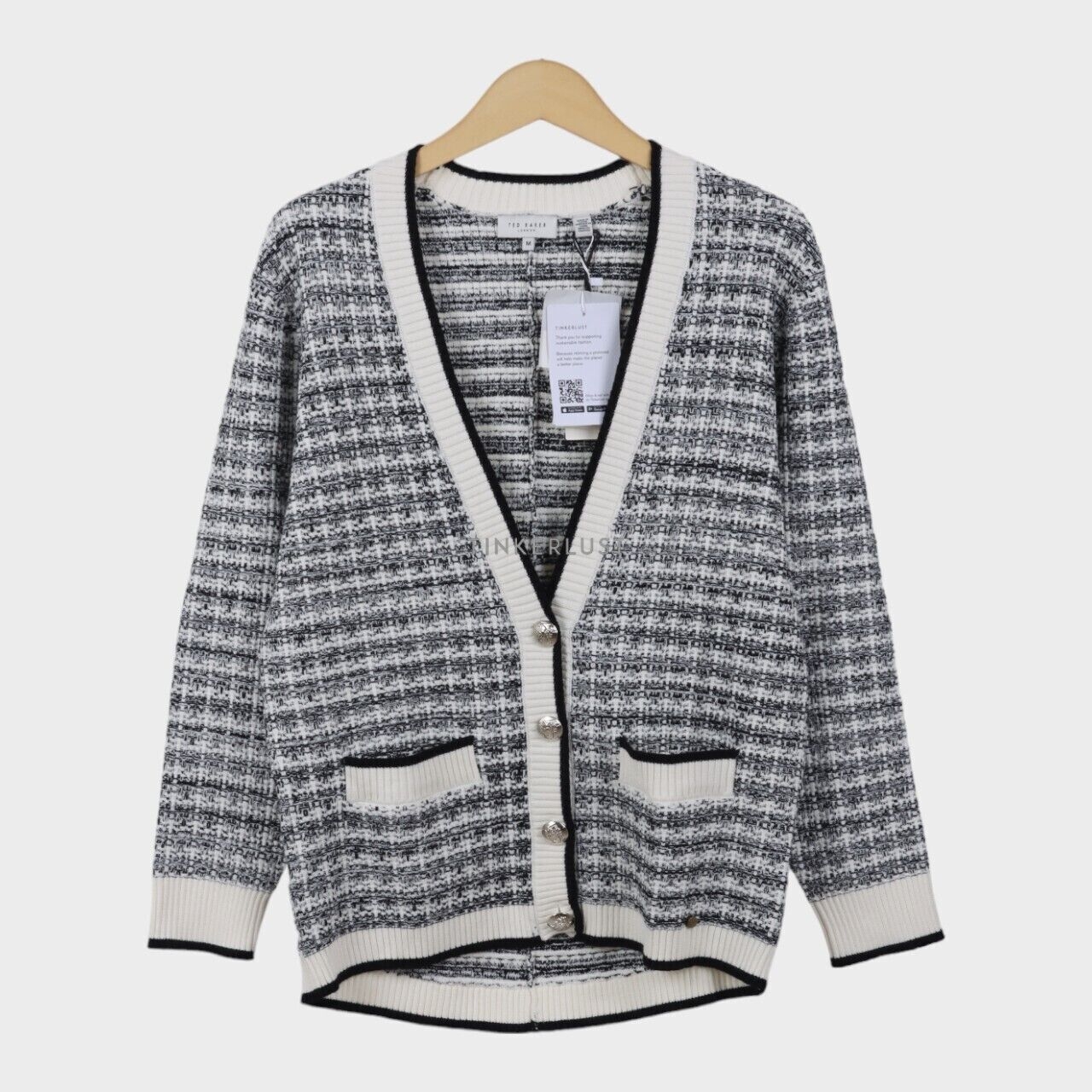 Ted Baker Carmein Check Easy Fit Natural Cardigan