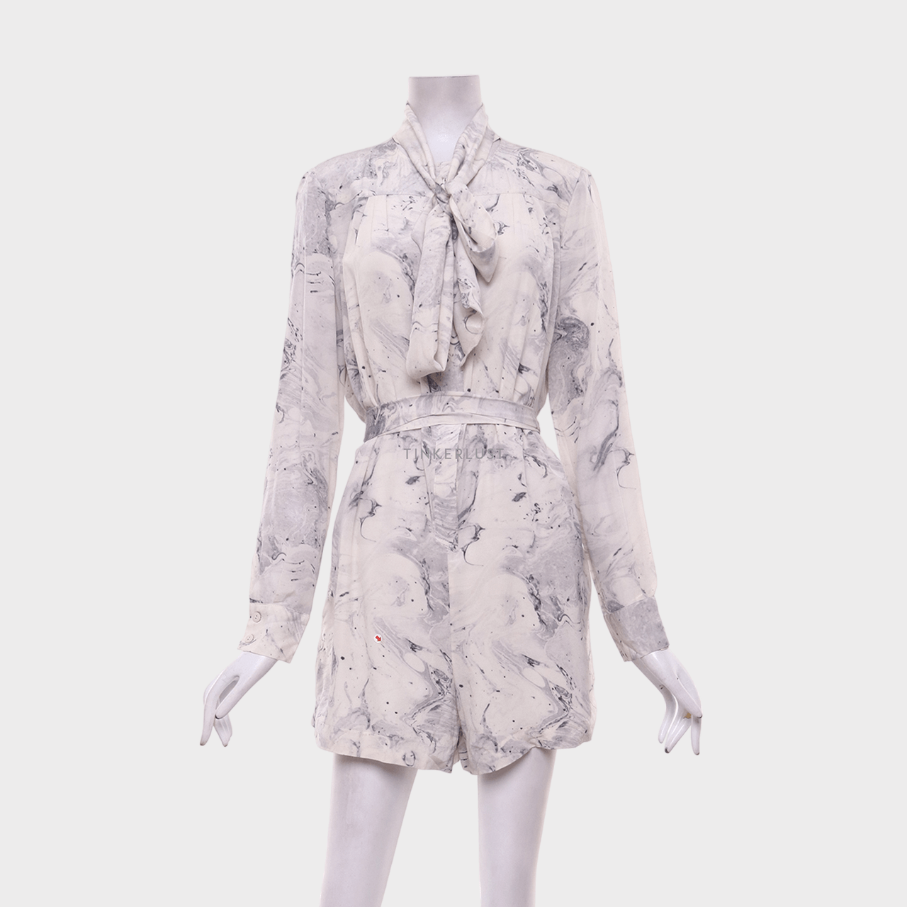 Zimmermann Off White And Grey Marbled Pattern Playsuit