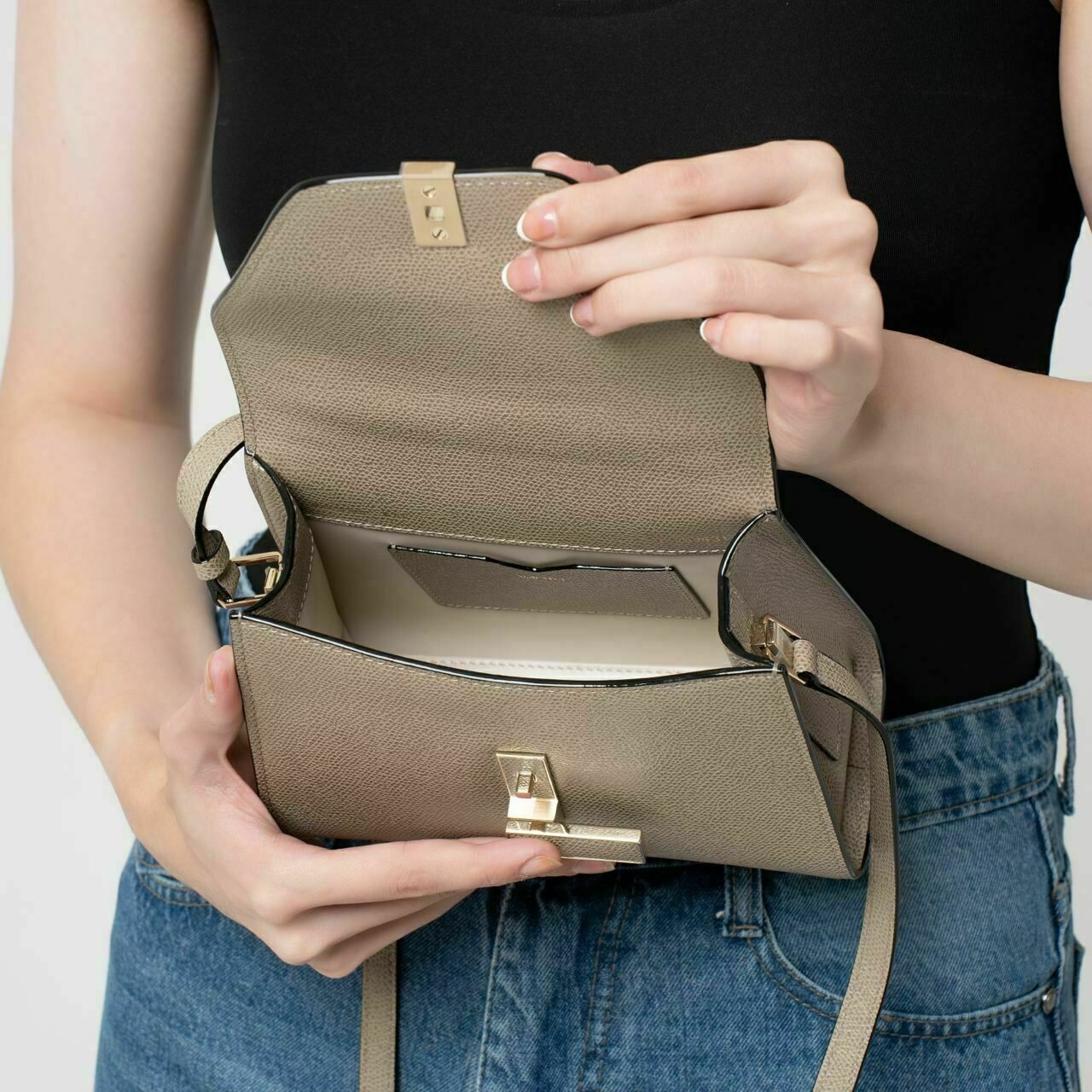 Valextra Iside Crossbody Micro Bag Oyster Brown