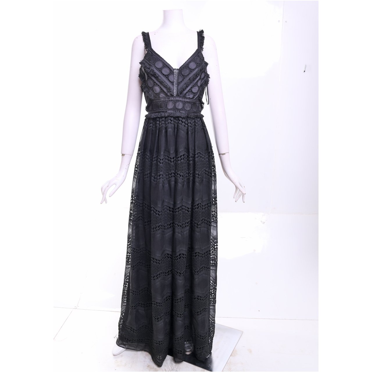 Badgley Mischka Black Lace Long Dress
