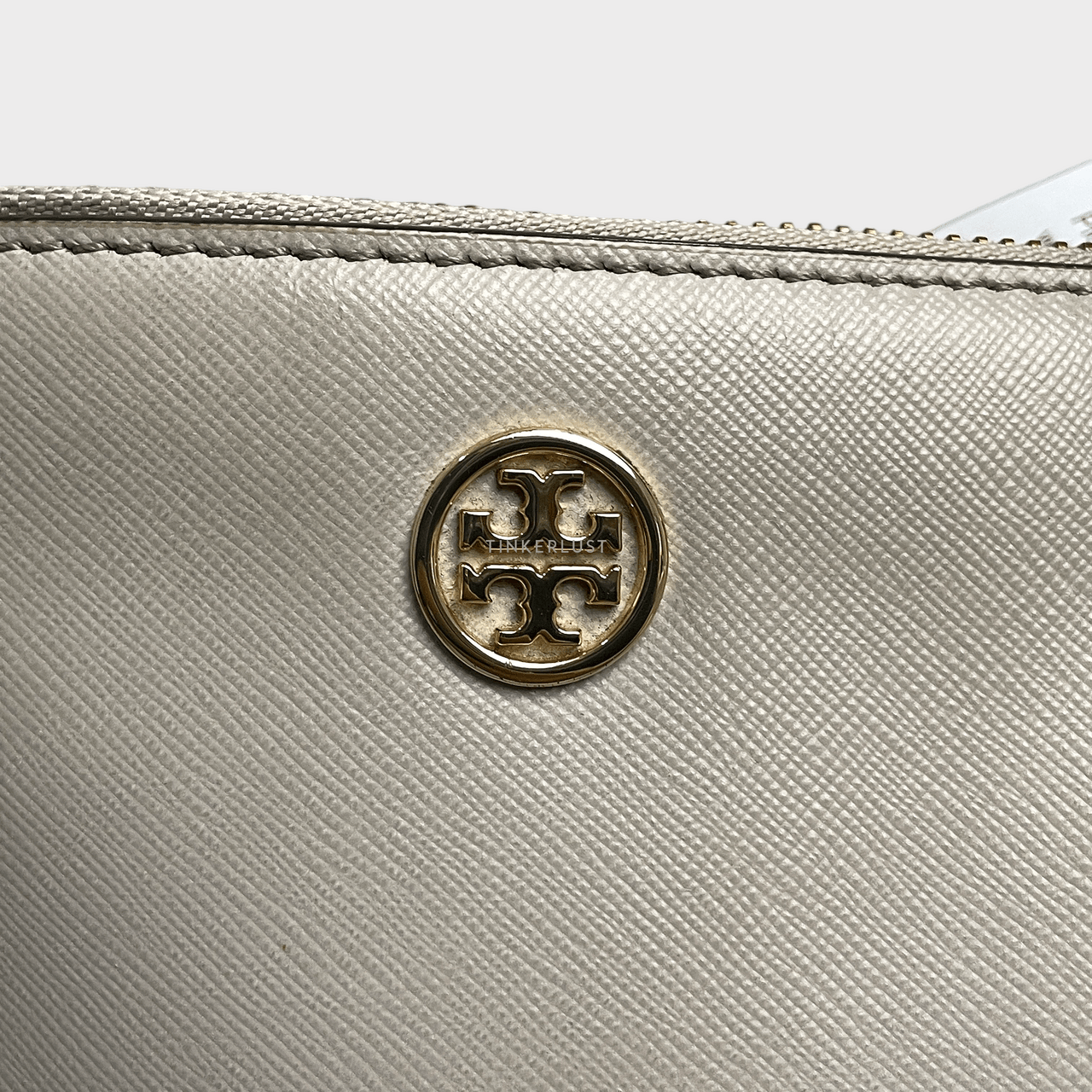 Tory Burch Robinson Double Zip Large Grey GHW Tote Bag