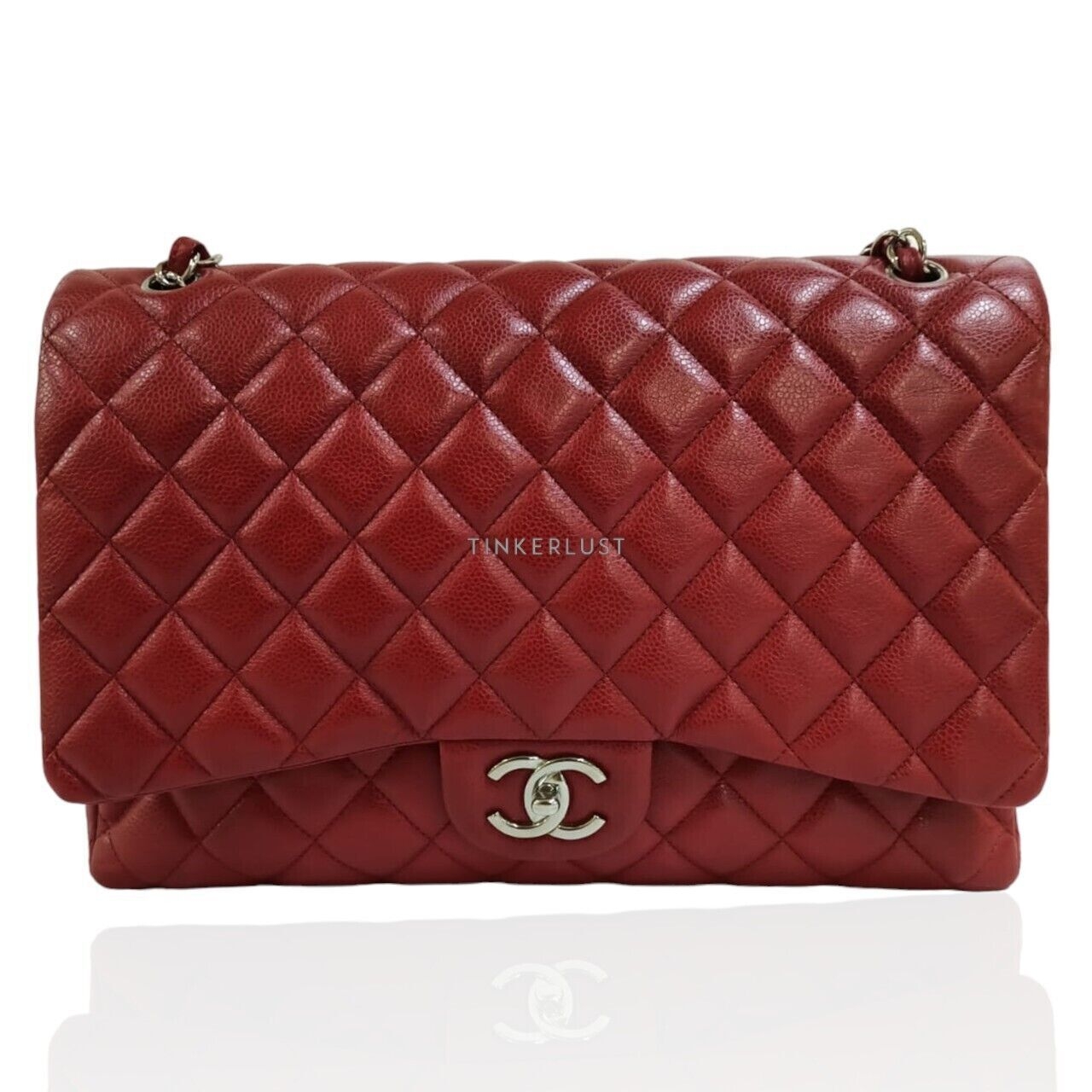 Chanel Classic Maxi Red Caviar #14 SHW Shoulder Bag