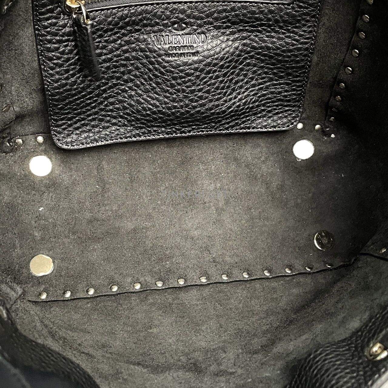 Valentino Rockstud Small Black Grained Calfskin GHW Tote Bag