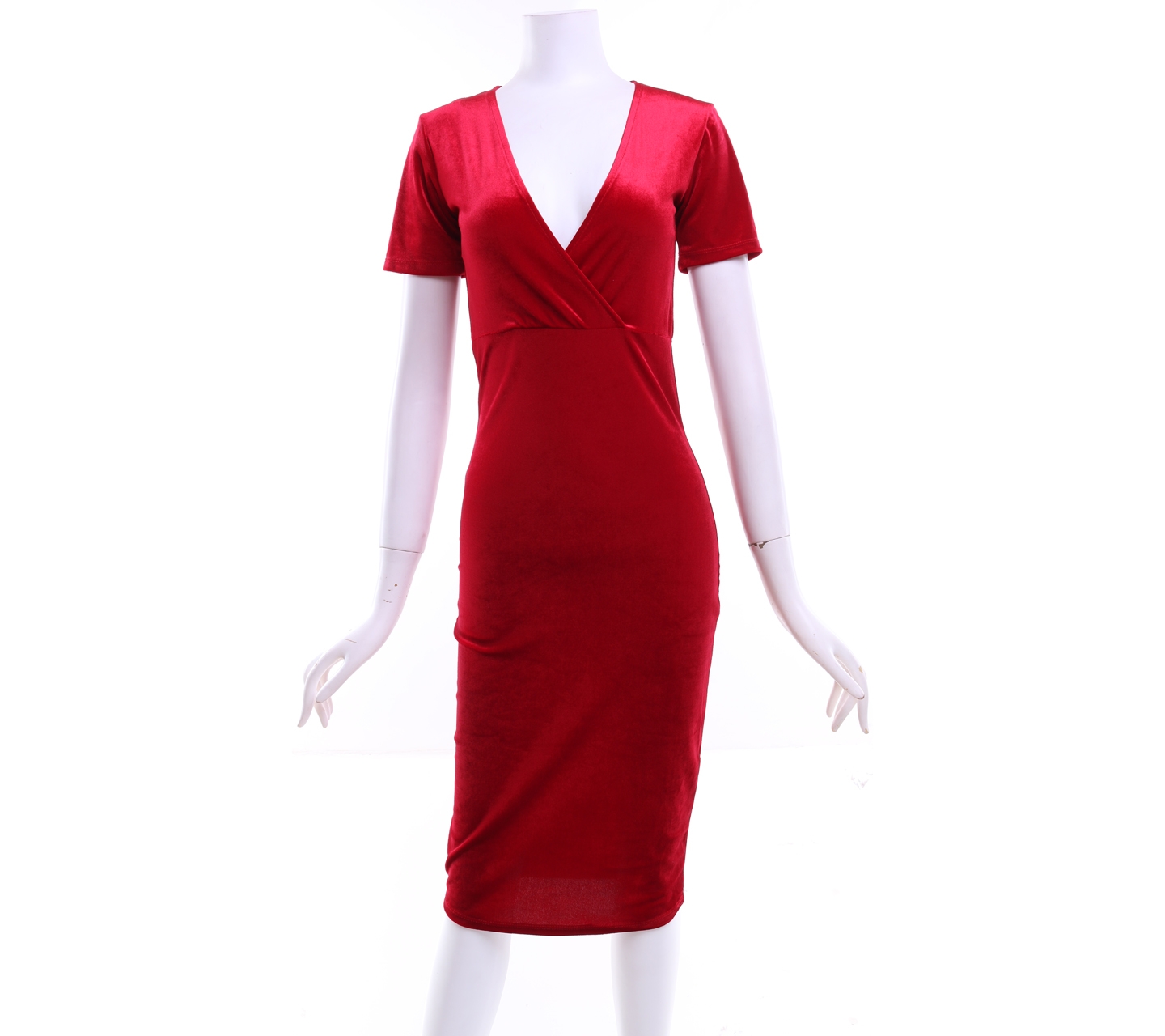 Zara Red Velvet Midi Dress