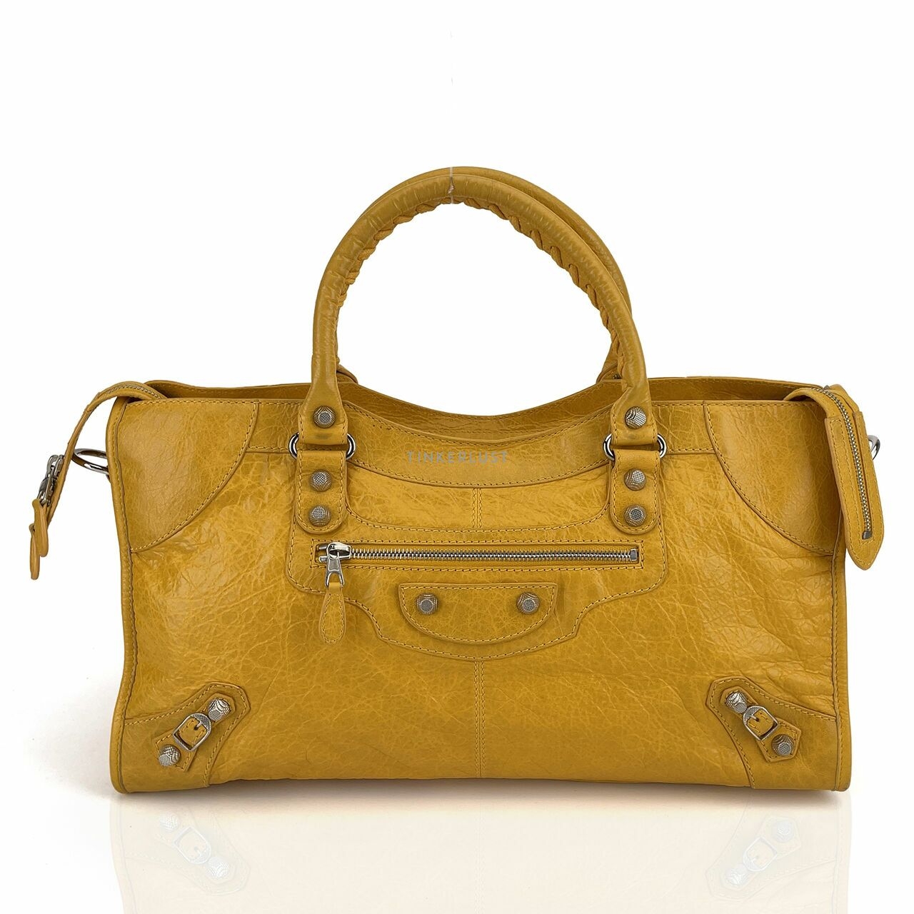 Balenciaga Giant Part Time Yellow Satchel Bag
