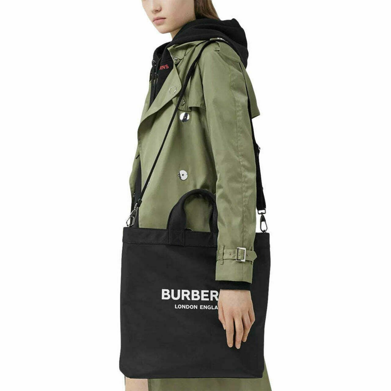 Burberry Logo Print ECONYL Tote Bag Black