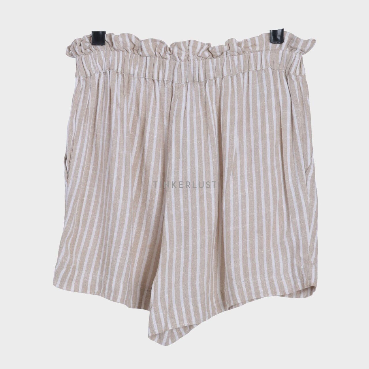 Magali Pascal White & Khaki Stripes Short Pants