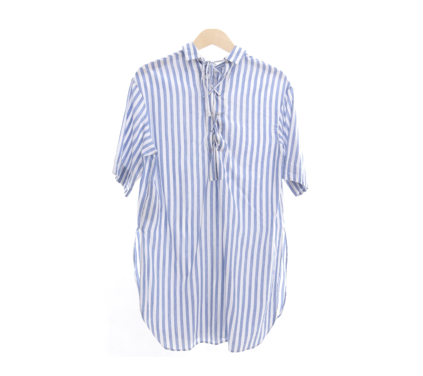 Zara Blue & White Striped Tunic Shirt