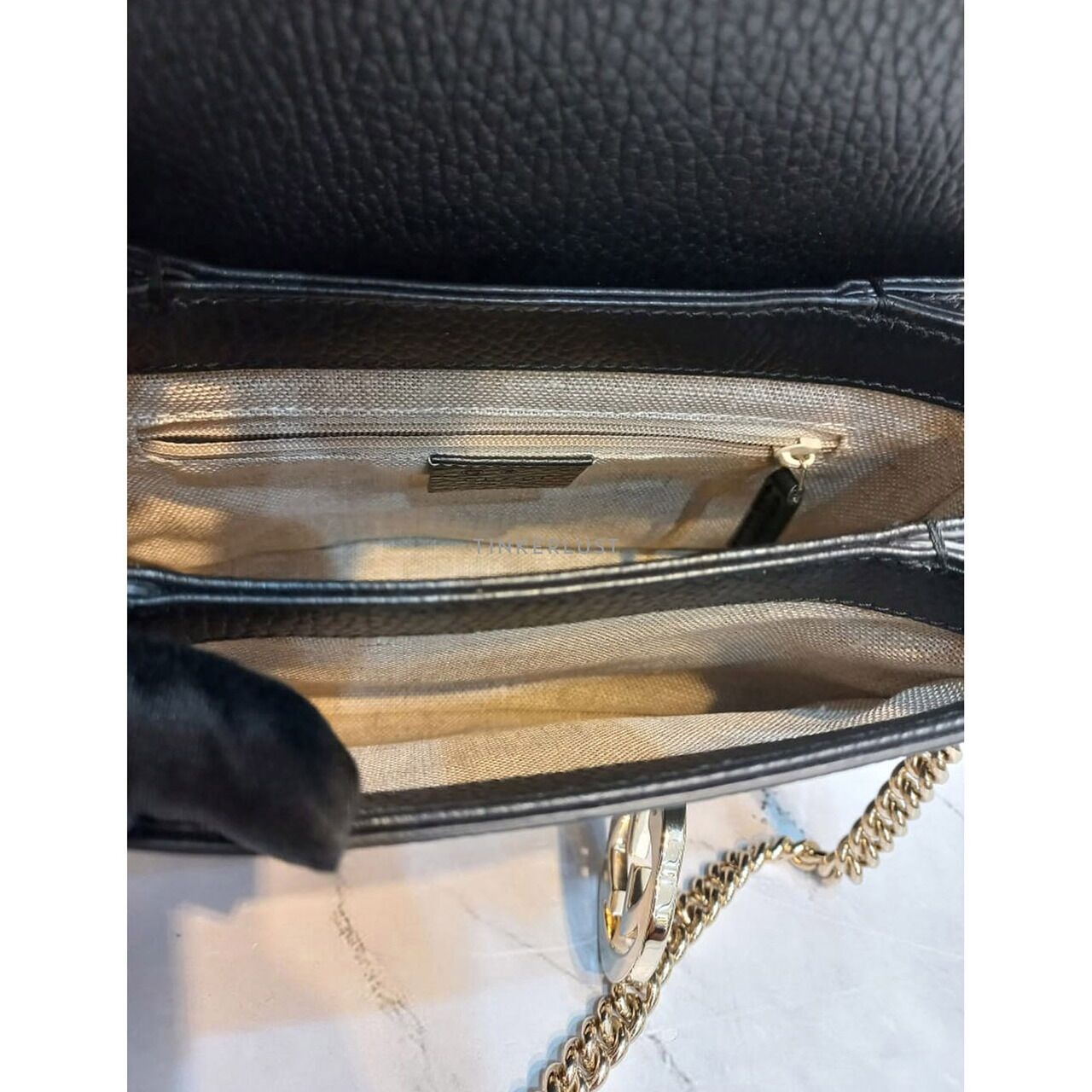 Gucci GG Interlocking Small Black 2023 LGHW Sling Bag